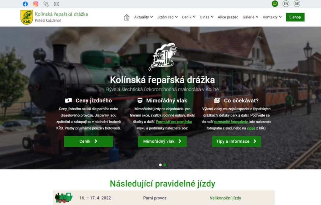 Webové stránky - Kolínská řepařská drážka