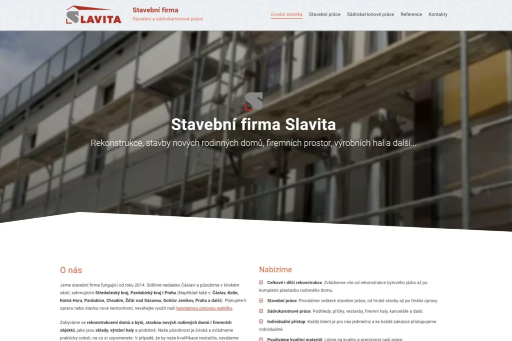 Webové stránky - Slavita - construction company