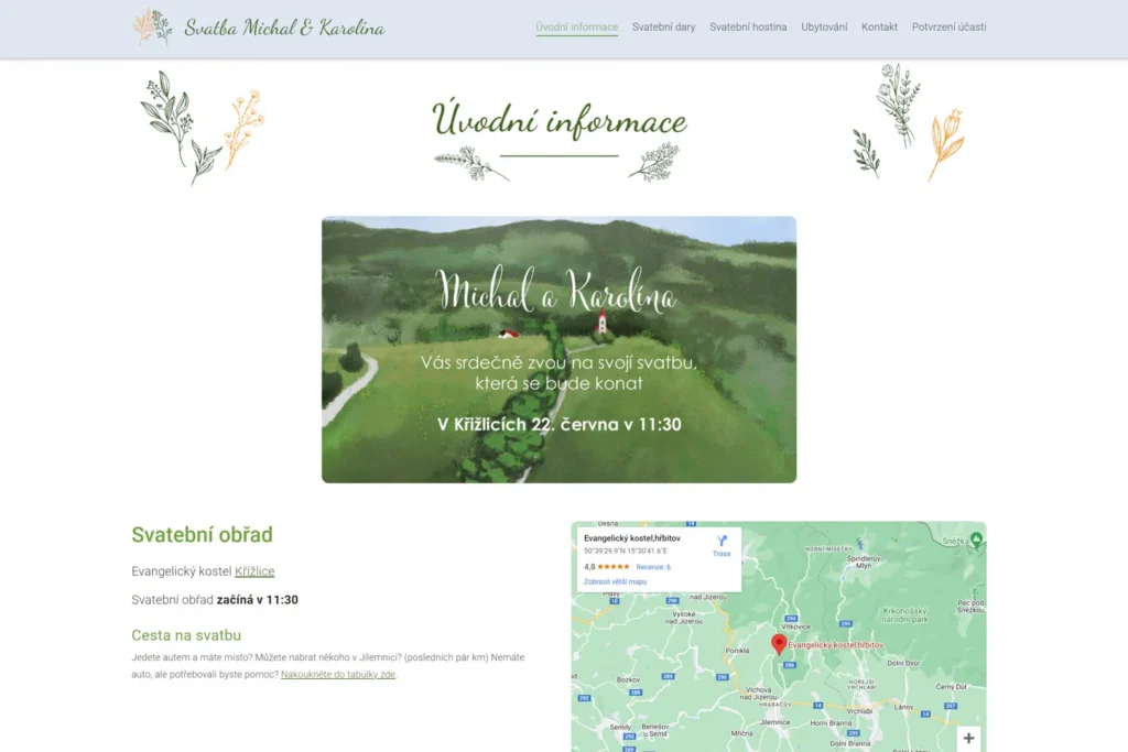 Webové stránky - Wedding website K&M