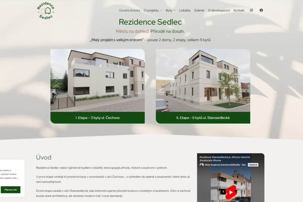 Webové stránky - Residence Sedlec