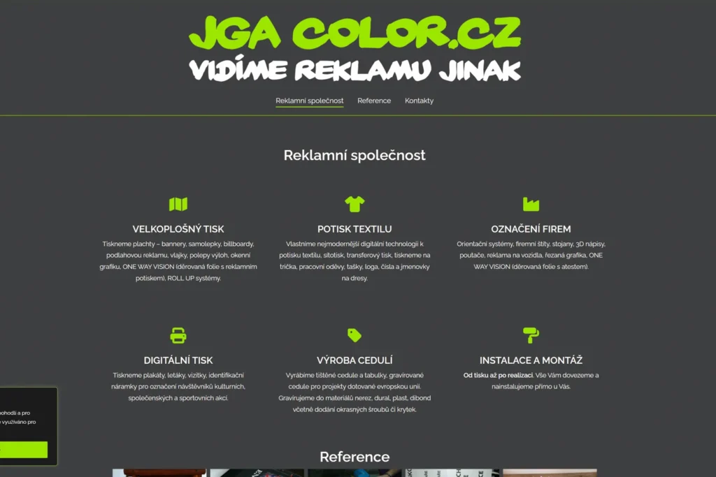Webové stránky - Reklamní společnost - JgaColor