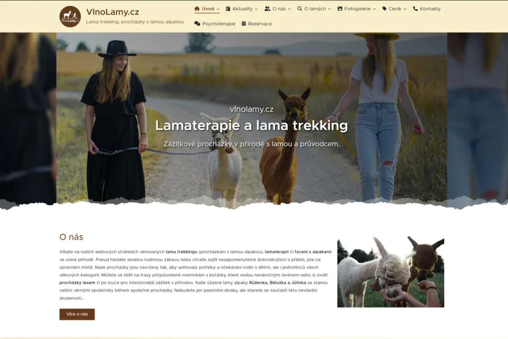 Webové stránky - Vlnolamy - lama trekking