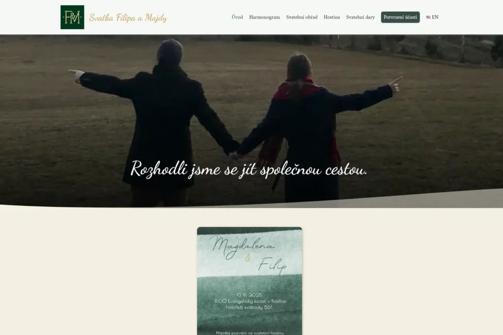 Webové stránky - Svatba Filipa a Majdy